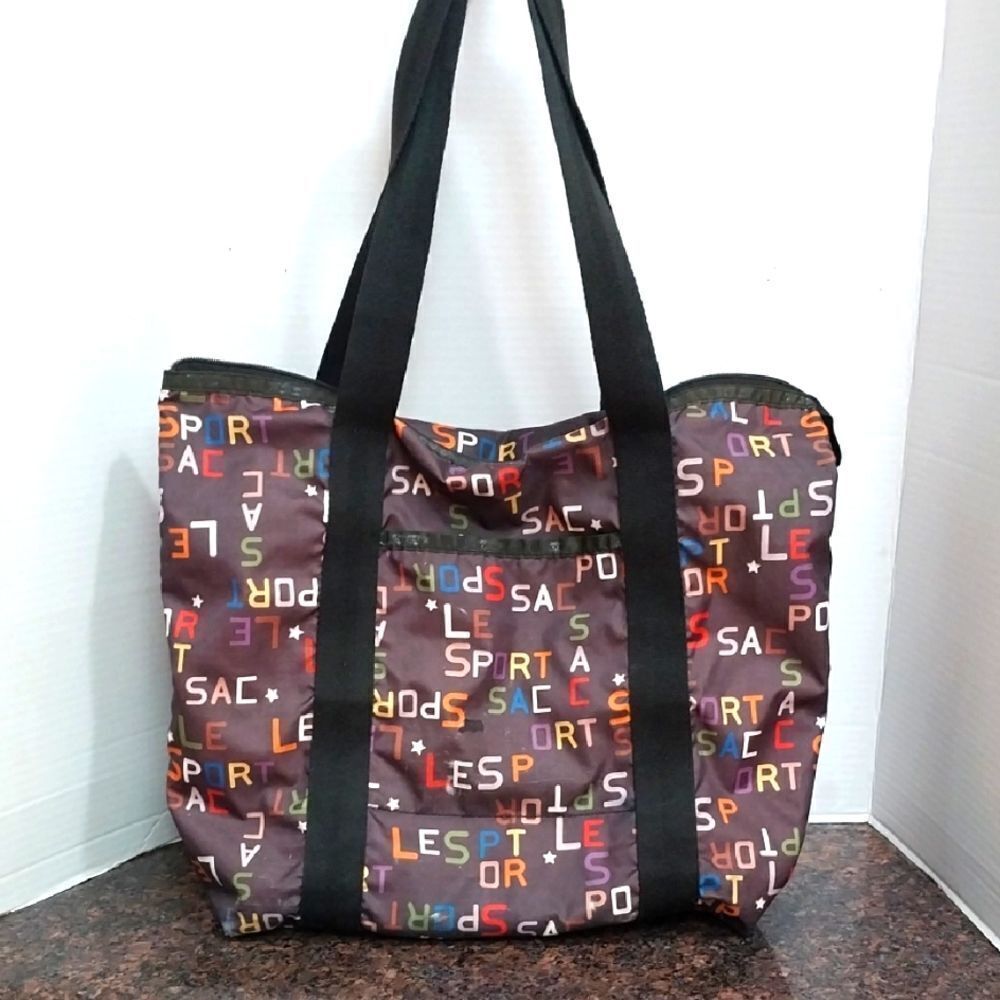 LE SPORT SAC Colorful Letter Print Tote Bag...XL